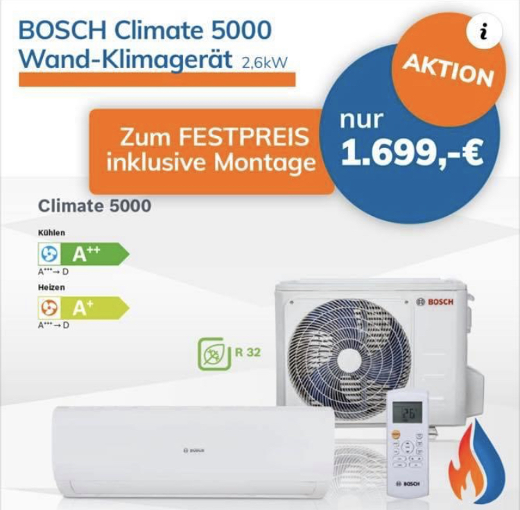 Climate 5000 Split Klimaanlage von Bosch in Neuwied - Heizung Klima Lüftung  Photovoltaik in Raum Koblenz