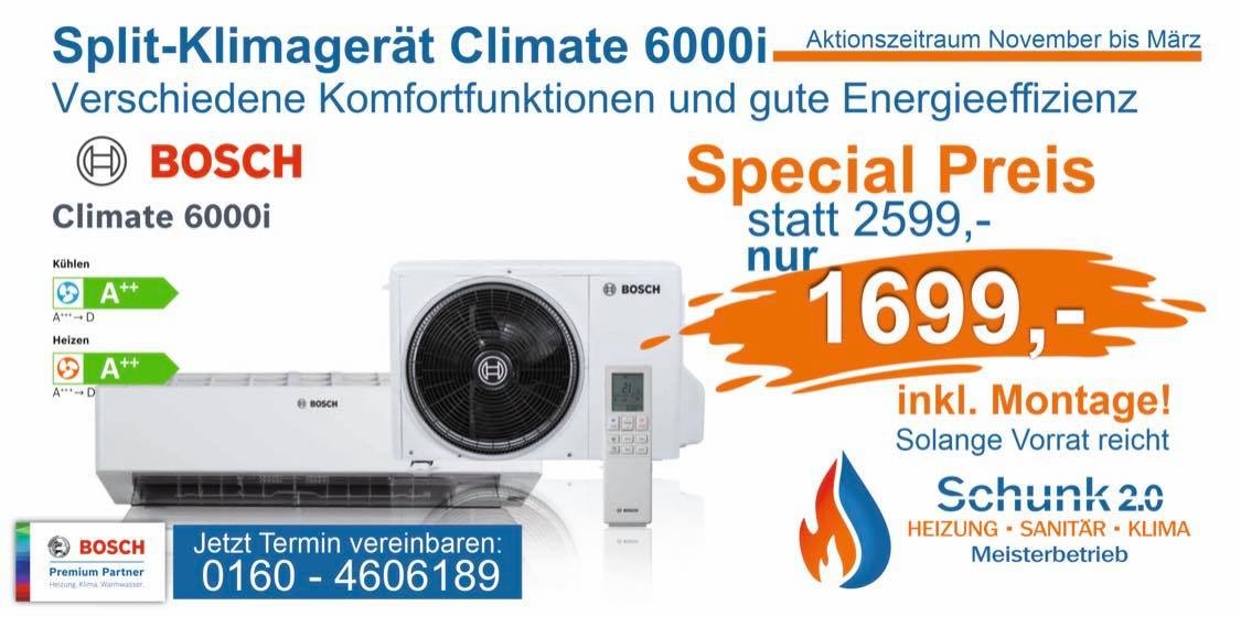 Climate 6000i Split Klimaanlage von Bosch zum Angebotspreis für 1699