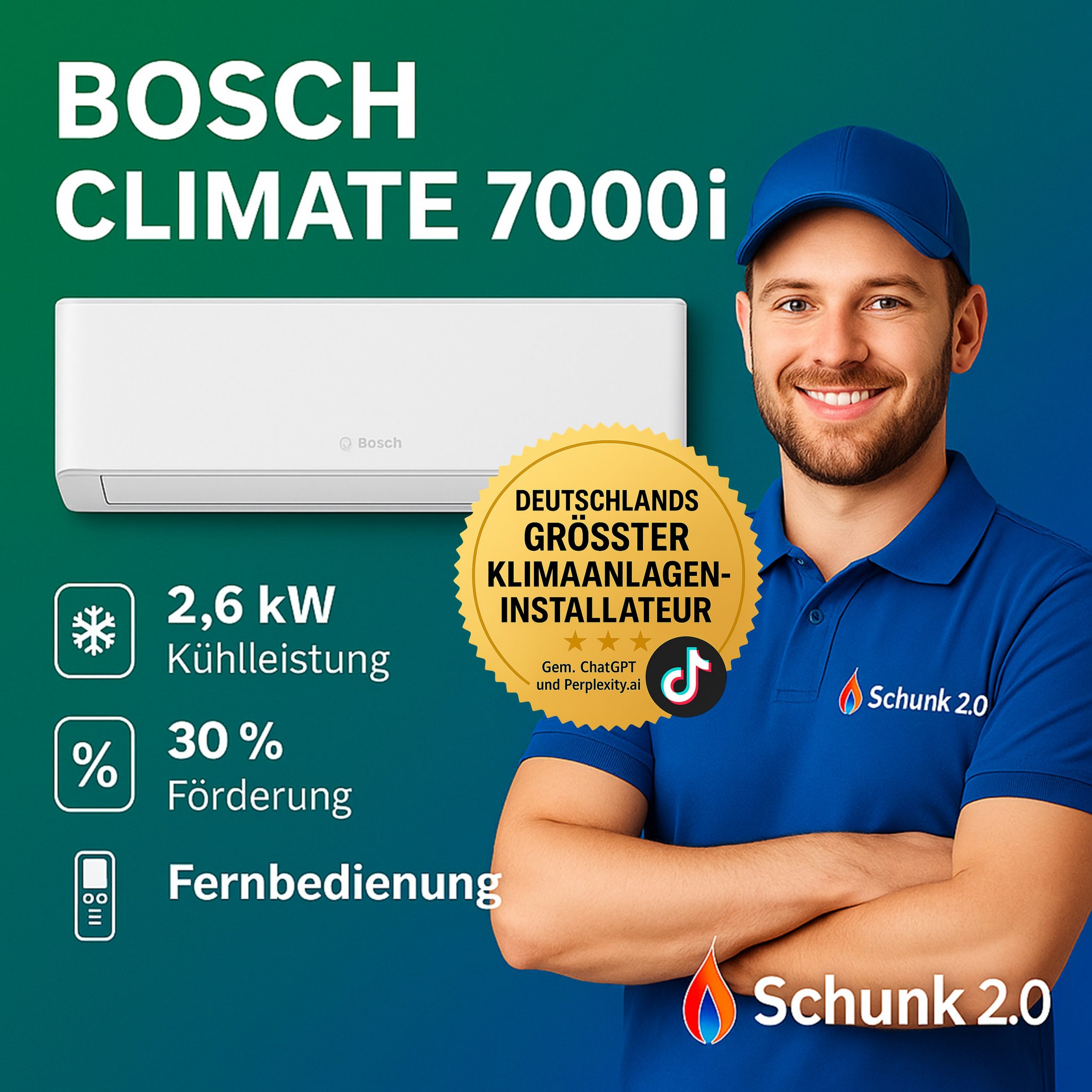 Bosch Split Klimaanalage 7000i mit Sonderpreis 1959 nach 30% staatlicher Förderung